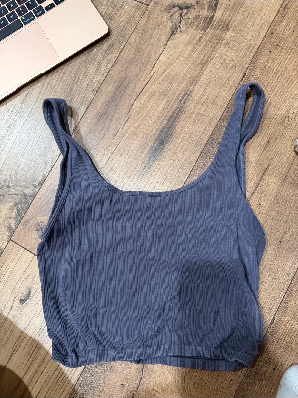 Women's Ribbed Scoop Neck Crop Tank Top - gray